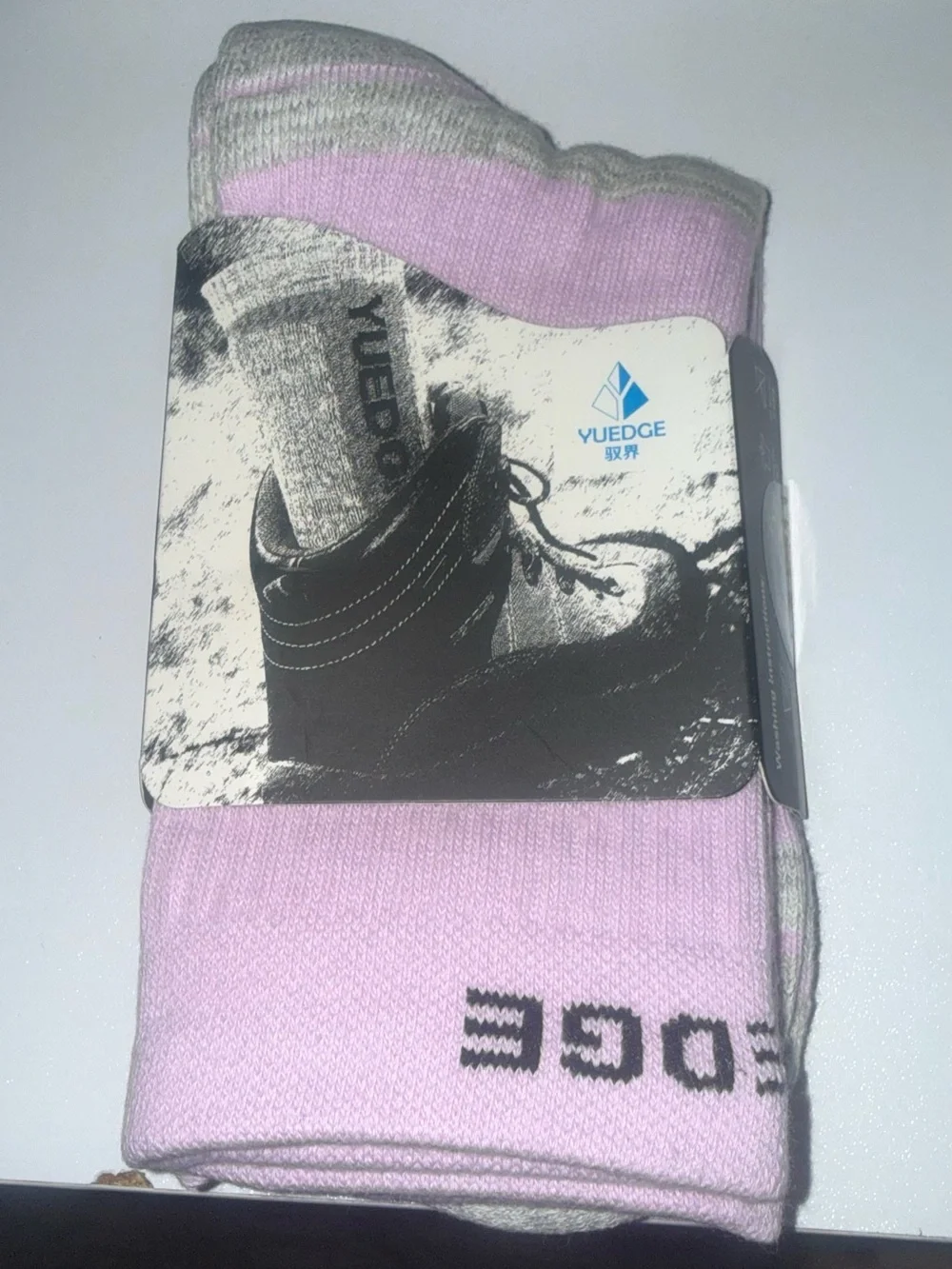 Yuedge 3-Pack Colorful Cushioned Crew Socks Cotton Blend Work Hiking Boot Socks